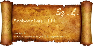 Szoboszlay Lili névjegykártya