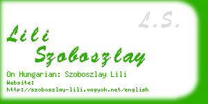 lili szoboszlay business card